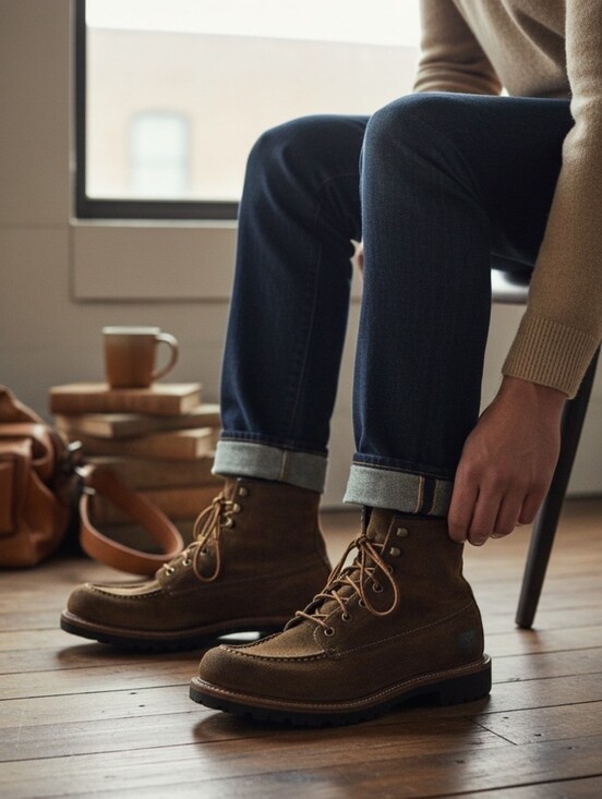 Frye Other - Suede Lace-Up Work Boots in Olive Brown